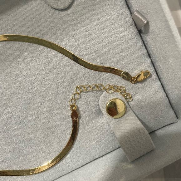 Babygold 14K Gold Thin Herringbone Necklace 3mm